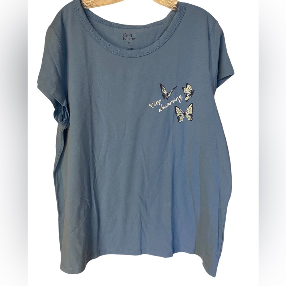 Croft & Barrow Women’s Intimates Sleepwear Top Butterfly Blue Size XL New